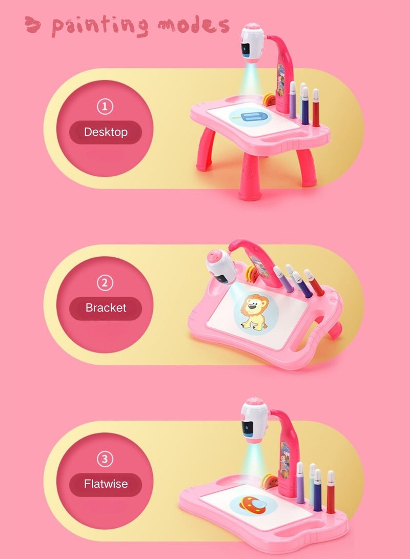 Kids Drawing Projector Table-Smart Learning Toy for Children  Projection Painting Table Easy to Clean Big Size(Pink)  - Image 4