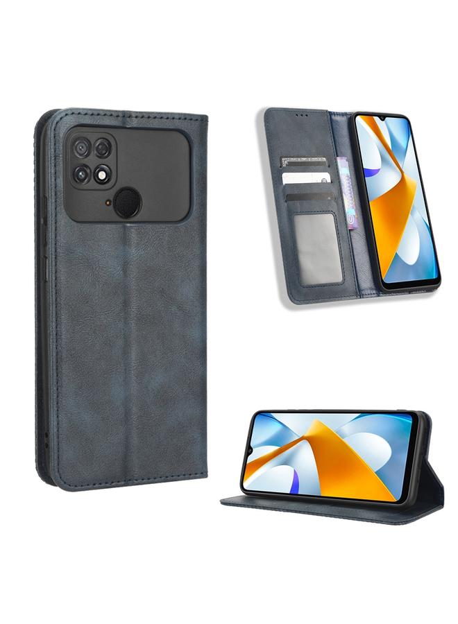Case For Xiaomi Poco C40 Magnetic Buckle Retro Texture Leather Phone Case