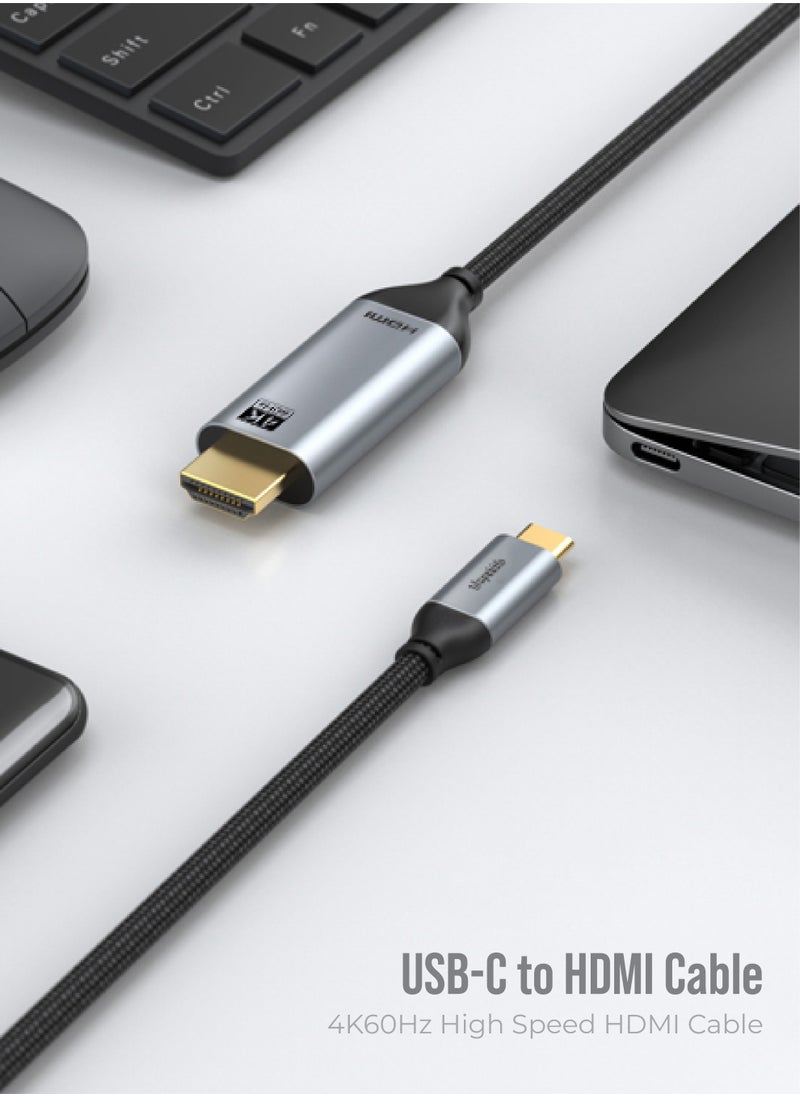 blupebble USB C to HDMI Cable, USB 3.1 Type C Thunderbolt 3 to HDMI 4K Ultra HD 60Hz, 1080P 120Hz UHD Adapter Supports HDCP 2.3, 4K High Dynamic Range (HDR), 3D visual effect  - Image 2
