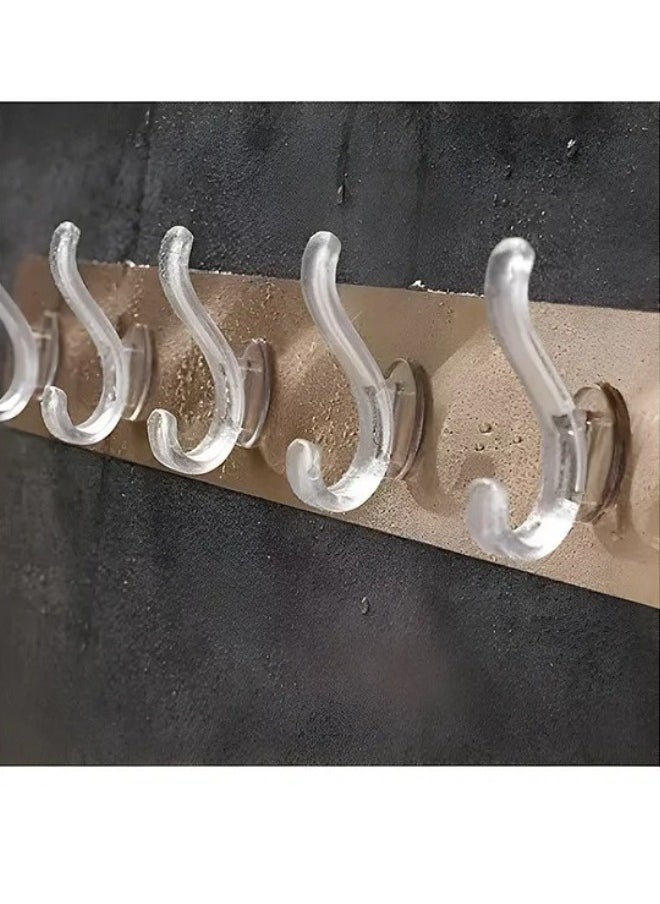 Generic 6-Hook Multifunctional Self-Adhesive Wall Hanger  No-Drill Strong Adhesive Towel and Bathroom Organizer  - Image 4