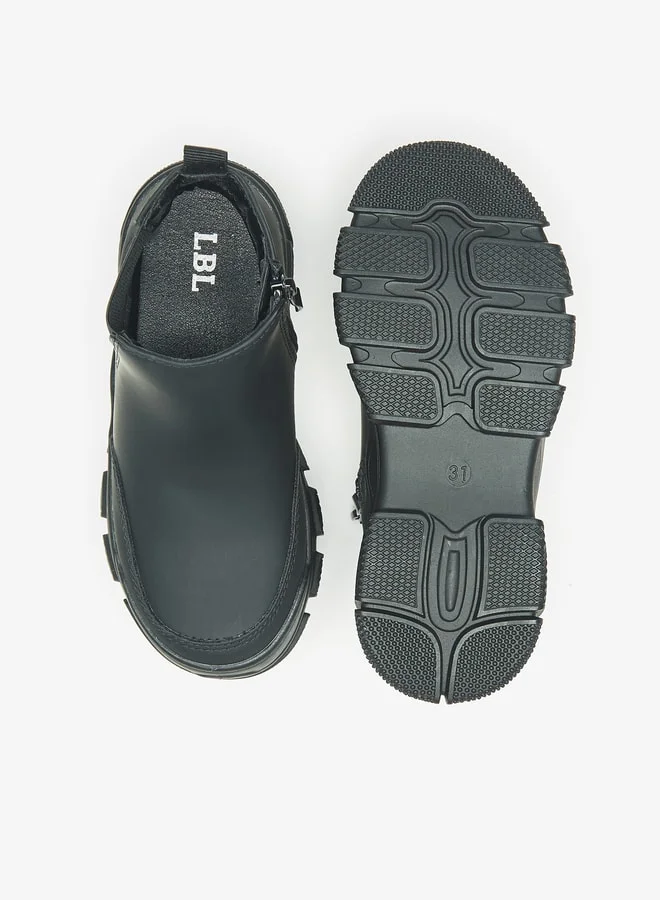 ال بي ال من شو اكسبرس Boys Textured Low Ankle Boots with Gusset and Zip Closure