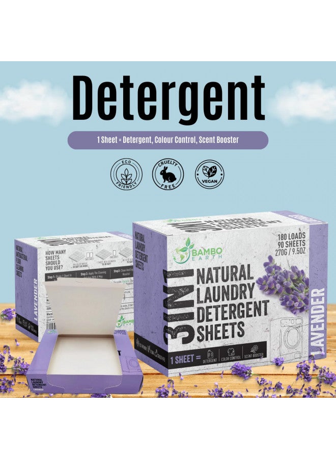 BAMBOEARTH 180 Loads Natural Laundry Detergent Sheets - All Natural Biodegradable And Dissolvable Washing Machine Dry Soap Laundry Detergent Strips, Mess Free, Eco Friendly, 90 Sheet Pack (Calm Lavender) - Image 4