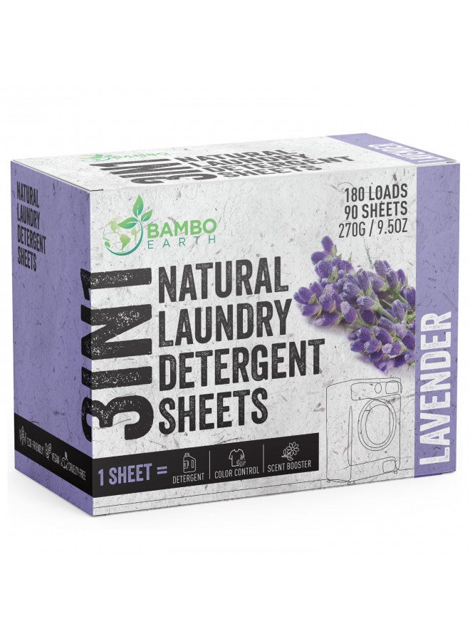 BAMBOEARTH 180 Loads Natural Laundry Detergent Sheets - All Natural Biodegradable And Dissolvable Washing Machine Dry Soap Laundry Detergent Strips, Mess Free, Eco Friendly, 90 Sheet Pack (Calm Lavender) - Image 1