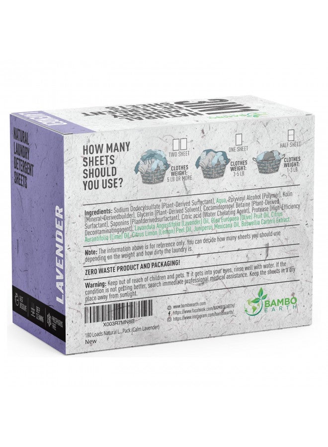 BAMBOEARTH 180 Loads Natural Laundry Detergent Sheets - All Natural Biodegradable And Dissolvable Washing Machine Dry Soap Laundry Detergent Strips, Mess Free, Eco Friendly, 90 Sheet Pack (Calm Lavender) - Image 2