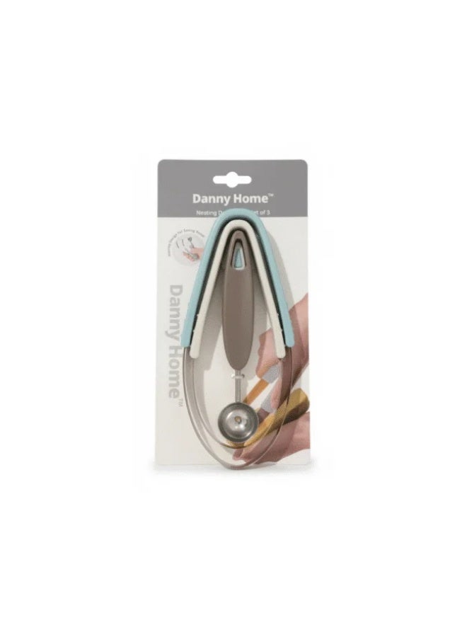 داني هوم مجموعة ملاعق تقطيع الفواكه المتداخلة من 3 قطع – ستانليس ستيل متين بمقابض مريحة – لتقطيع البطيخ والشمام والكيوي والفواكه المختلفة - Image 2