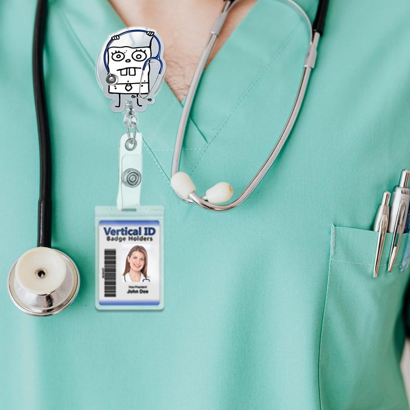 963RW Funny Badge Reel Hospital ID Retractable Holder with Acrylic Clip, Cute Nurse Badge Reels for RN, MD, Critical Care, ICU, Healthcare - Image 3