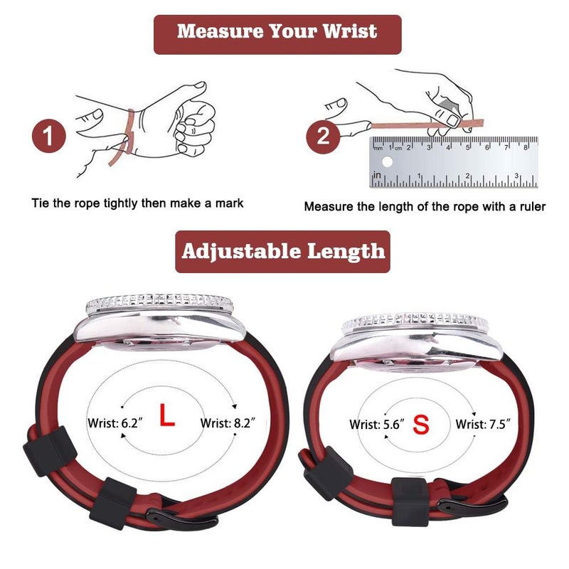 Ritche Silicone Watch Bands 18mm 20mm 22mm 24mm Quick Release Rubber Watch Bands for Men, Black / Crimson Red / Silver, 20mm, Classic,Sport - Image 5