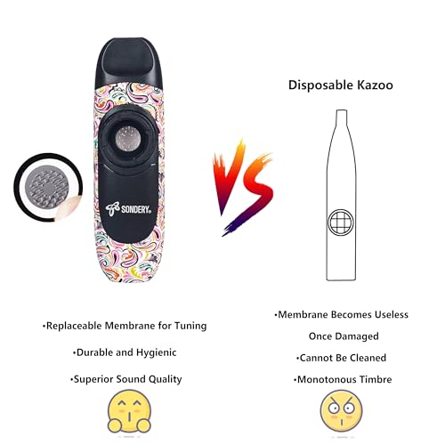 Sondery Professional Kazoo Wind Instrument with 5 Membranes, Lanyard and Pouch - Image 3