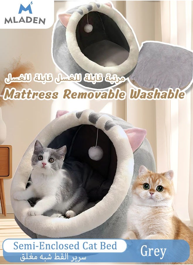 MLADEN Cat Bed Cat House With Hanging Toy Cat Beds For Indoor Cats 2 In 1 Cat Cave For Playing And Sleeping Pet Bed Suitable For Cats And Small Dogs  - Image 1