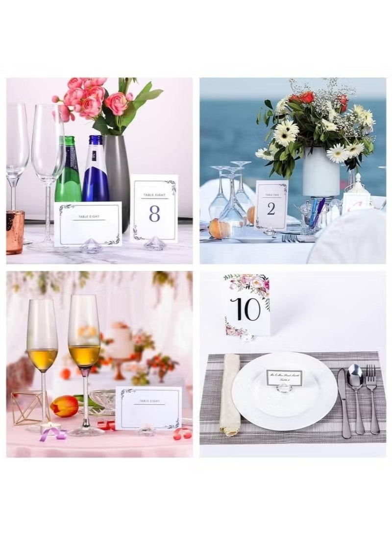 12 حامل بطاقات مكان الماس، حوامل بطاقات طاولة أكريليك كريستالي لحفل الزفاف، تزيين الحفلات، حفل استقبال المولود، تزيينات الطاولات (شفافة) - Image 3