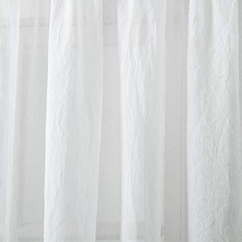 No. 918 Tayla Crushed Texture Semi-Sheer Rod Pocket Curtain Panel, 50" x 108", White - Image 3
