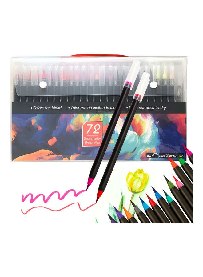 NIBEMINENT 72-Piece Watercolor Brush Pens Multicolour - Image 4
