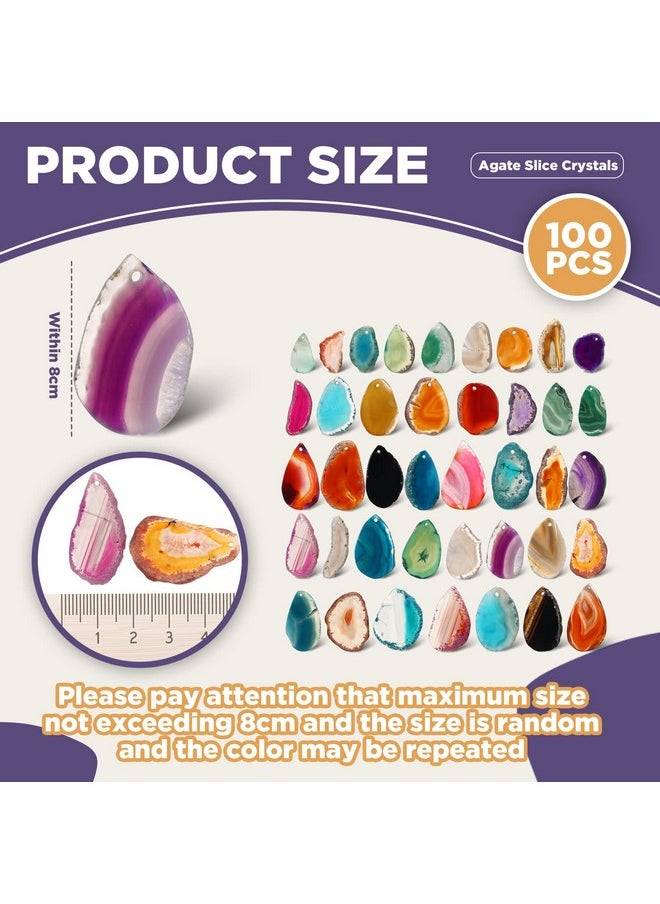 Junkin Junkin 100 Pieces Geode Agate Slice Crystals Bulk Polished Geodes Stones Agate Light Table Slices Crystals Healing Irregular Agate Pendants Gemstones for DIY Jewelry Making Home Decor  - Image 2