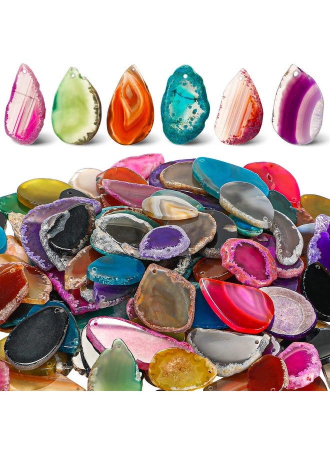Junkin Junkin 100 Pieces Geode Agate Slice Crystals Bulk Polished Geodes Stones Agate Light Table Slices Crystals Healing Irregular Agate Pendants Gemstones for DIY Jewelry Making Home Decor  - Image 1