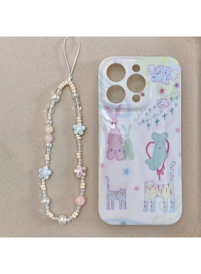 NIBEMINENT Phone Charm/ Chain Strap for Women Girls, Star Cherry Blossom Cell Phone Case Lanyard Wrist Strap