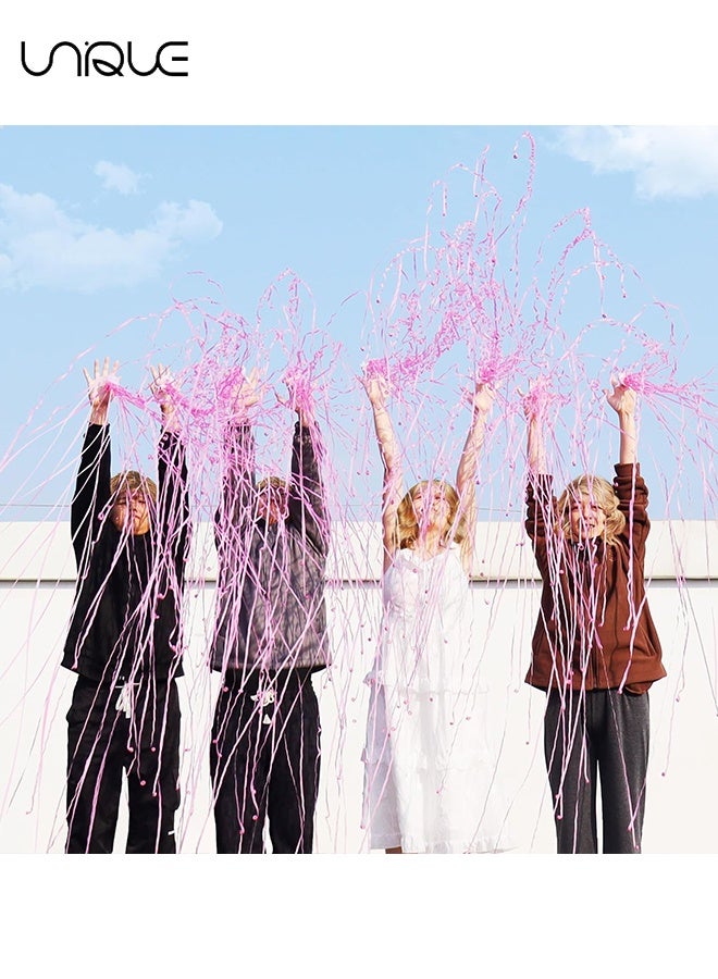 يونيك شرائط احتفالية بدون فوضى - عبوة من 10 قطع من المزلقات الورقية الوردية بدون فوضى، مزلقات للحفلات، شرائط يُرمى باليد، مفاجآت ورقية سحرية للحفلات، مستلزمات الحفلات، هدايا الحفلات (وردي) - Image 4