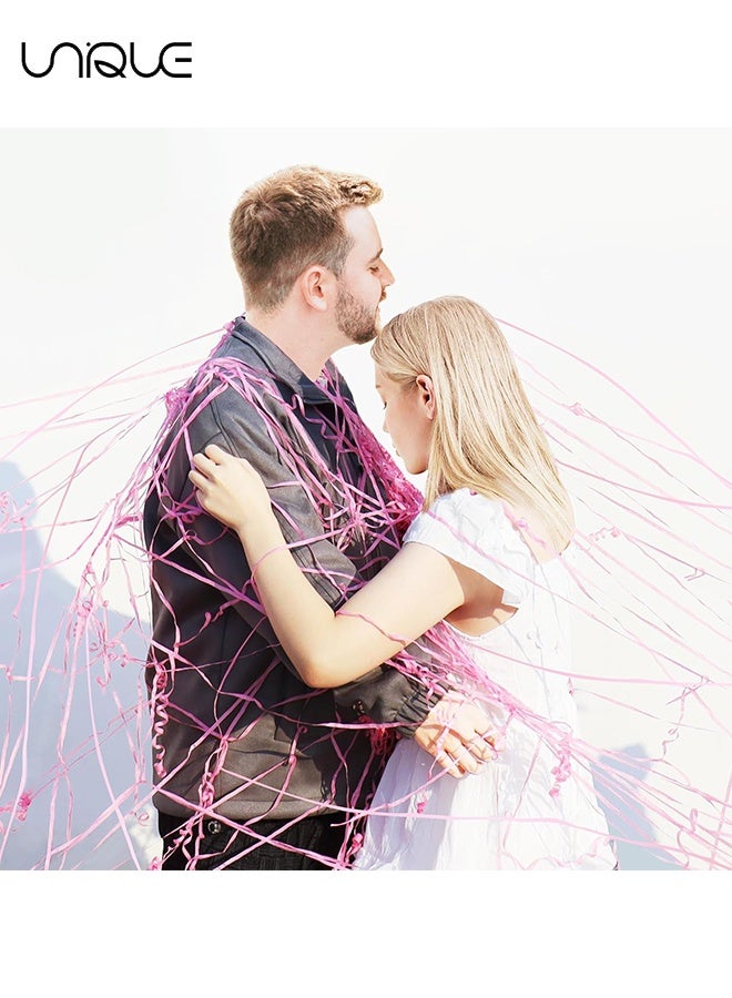 يونيك شرائط احتفالية بدون فوضى - عبوة من 10 قطع من المزلقات الورقية الوردية بدون فوضى، مزلقات للحفلات، شرائط يُرمى باليد، مفاجآت ورقية سحرية للحفلات، مستلزمات الحفلات، هدايا الحفلات (وردي) - Image 3