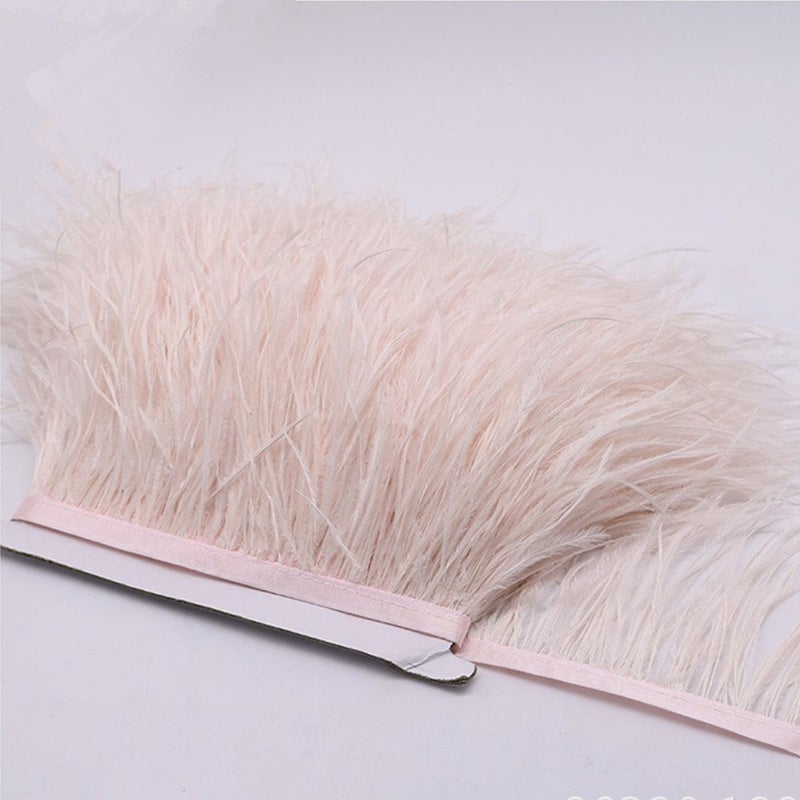 YEQIN 2 Yards Natural & Soft Ostrich Feathers Fringe Trims Ribbon - Used for Dress, Sewing Decoration, Craft Clothing, Boots, Wedding Decoration, DIY, Etc (beige) - Image 4
