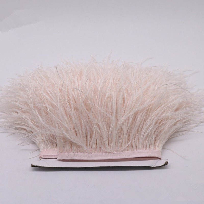 YEQIN 2 Yards Natural & Soft Ostrich Feathers Fringe Trims Ribbon - Used for Dress, Sewing Decoration, Craft Clothing, Boots, Wedding Decoration, DIY, Etc (beige) - Image 3