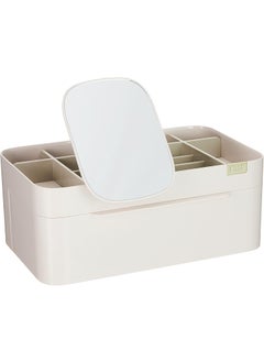 Joseph Joseph Joseph Joseph 75005 Viva Makeup Cosmetic Storage Organizer with Drawer, Large with Mirror, Shell, Cream 