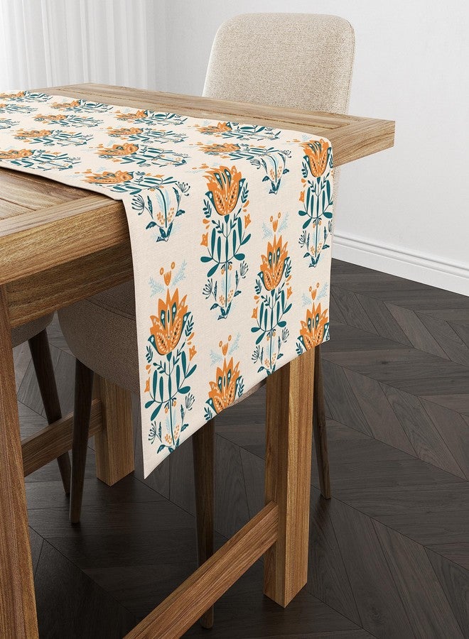 Astitva Cotton Table Runner - 13 x 45 Inches | Beige, Floral Print Dining Table Cloth | Elegant 4 Seater Runner for Home & Party Decoration - Image 3
