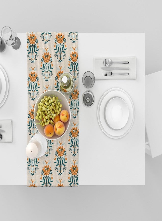 Astitva Cotton Table Runner - 13 x 45 Inches | Beige, Floral Print Dining Table Cloth | Elegant 4 Seater Runner for Home & Party Decoration - Image 4
