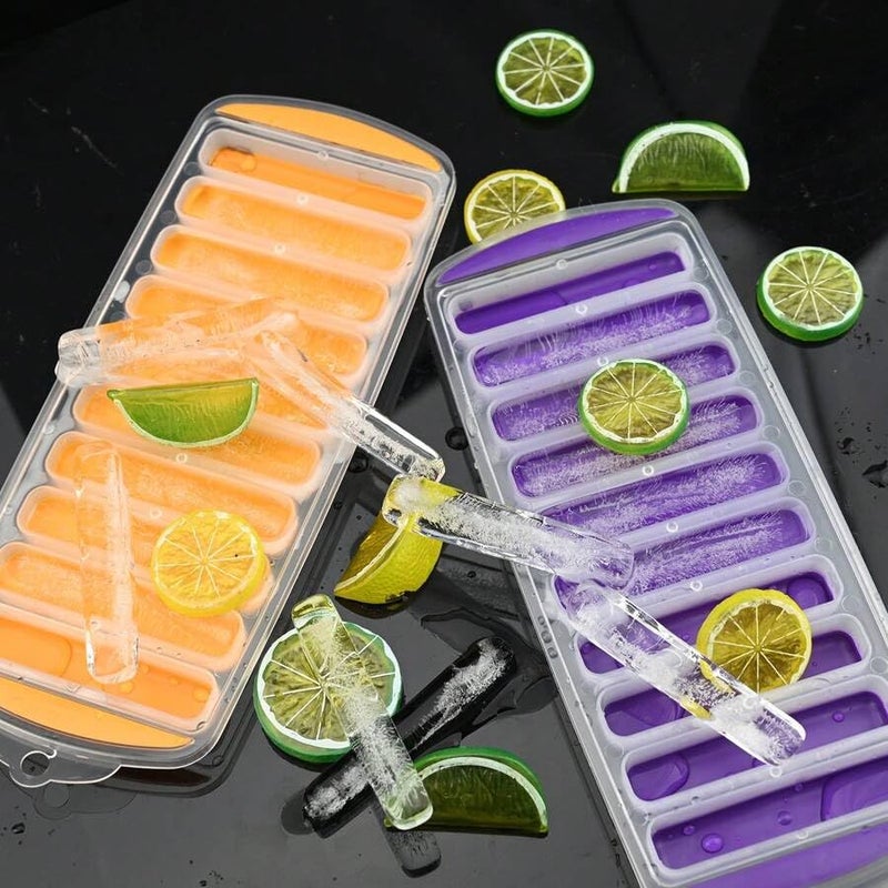 PUTHAK 3pcs Silicone Bottom Easy Push and Out 10 Grids Strip Ice Cube Trays Long Slim Sticks Fits Small Mouth Sports Water Bottle, Ice Cream Mould Maker Reusable for Freezer Without Lid Long Narrow - Image 5