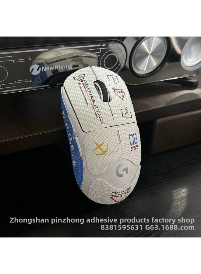 Anti-slip Mouse Stickers Logitech GPW One Or Two Generation GPROX Special All-inclusive Sweat-absorbent Anti-sweat Hand Stickers Lizard Skin-Color:gpw Generation [blue And White Gundam-full Package]]  - Image 1