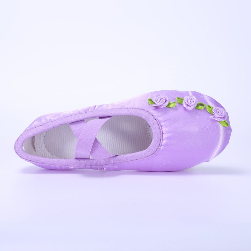 Purple Satin Ballet Dance Shoes Rose Flower Violet Kidsren''s Dance Shoes Soft Sole Cat Claw Shoes Practice 8003 - Image 5