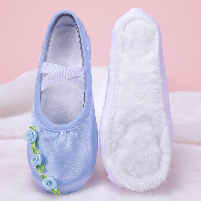 Purple Satin Ballet Dance Shoes Rose Flower Violet Kidsren''s Dance Shoes Soft Sole Cat Claw Shoes Practice 8003 - Image 1