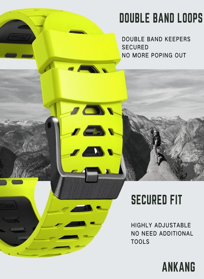 انكانغ سوار ساعة ANKANG لساعة Apple Watch Ultra 2 49 مم 45 مم 44 مم 42 مم، سوار ساعة ناعم من المطاط لساعة iWatch SE 1 2 Series 4 5 6 7 8 9 للرجال والنساء باللون الأخضر الليموني والأسود - Image 2