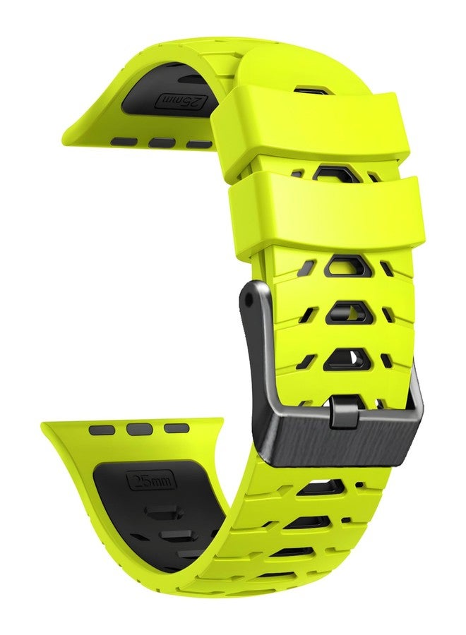 انكانغ سوار ساعة ANKANG لساعة Apple Watch Ultra 2 49 مم 45 مم 44 مم 42 مم، سوار ساعة ناعم من المطاط لساعة iWatch SE 1 2 Series 4 5 6 7 8 9 للرجال والنساء باللون الأخضر الليموني والأسود - Image 1