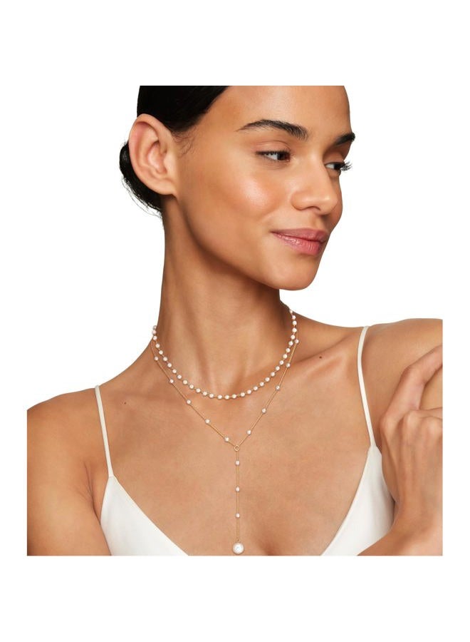 Aisansty Layered Pearl Choker Neckalces for Women 16k Gold Plated Dainty Faux Pearl Drop Pendant Y shaped Layered Necklace Gift Gold Jewelry for Women - Image 2