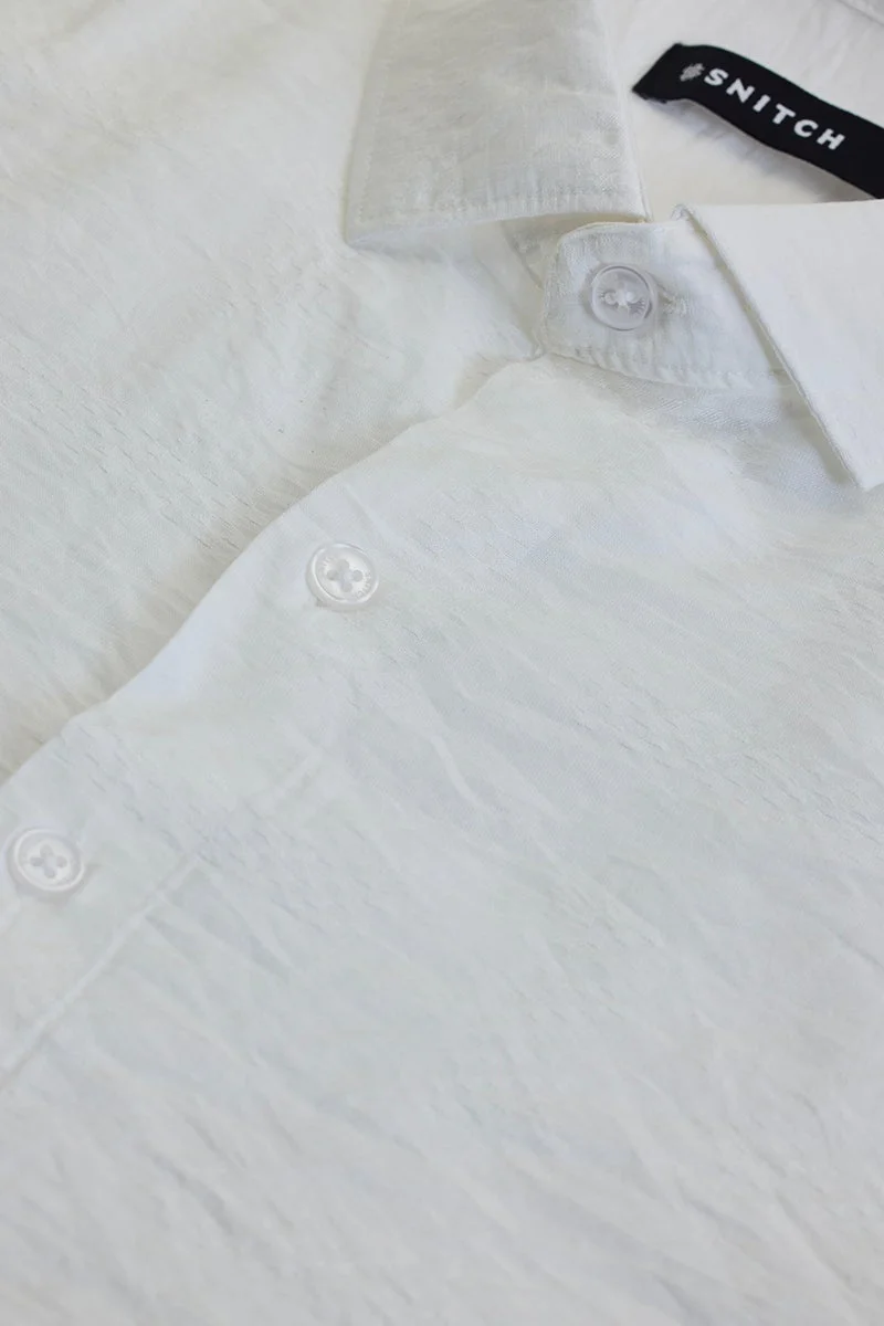 SNITCH White Textured Slim Fit Shirt