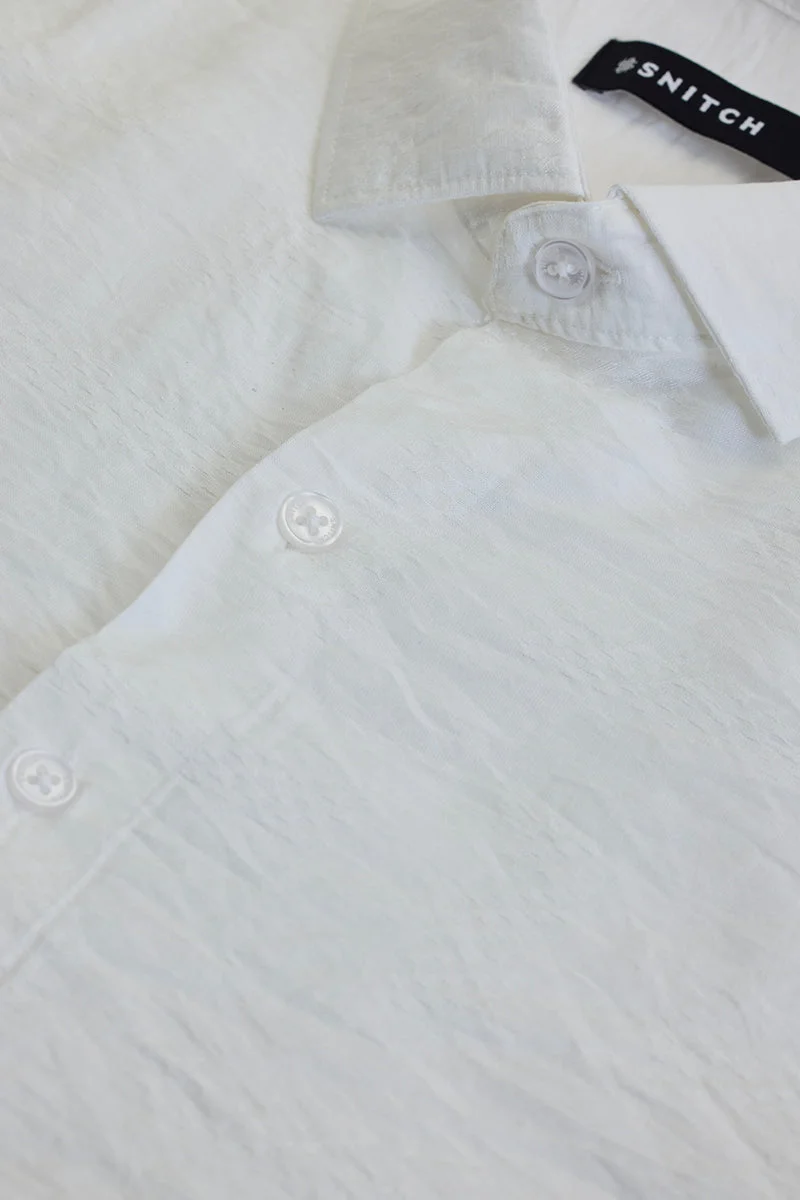 SNITCH White Textured Slim Fit Shirt