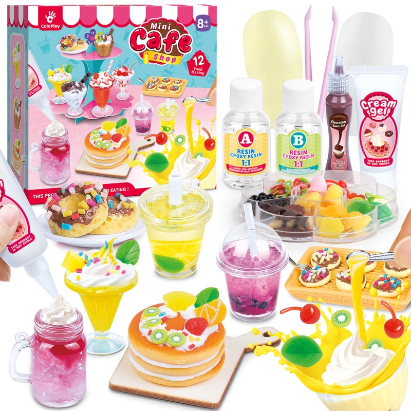 ColoPlay 12 Making Miniature Food Toys Set, DIY, Resin Play, NOT Edible, Kitchen Mini Pretend Play Food Set for Kids Age 8-13, Birthday for Girls, 8 9 10, Make Your Food - Image 1