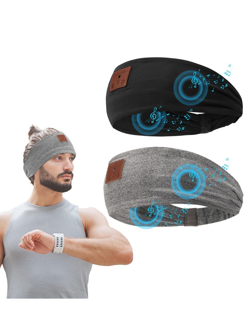 SYOSI 2PCS Sleep Headphones Bluetooth Headband, Bluetooth Headphones Headband with Ultra-Thin Speakers Perfect for Side Sleepers, Running, Insomniac, Nap, Travel, Meditation (Black & Grey)  - Image 1