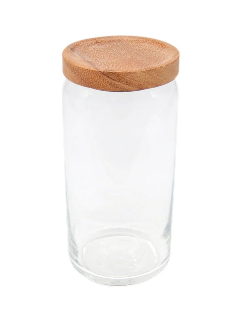 BILLI - Glass Canister with Stackable Wooden Lid (Large) 1000ML - Image 1
