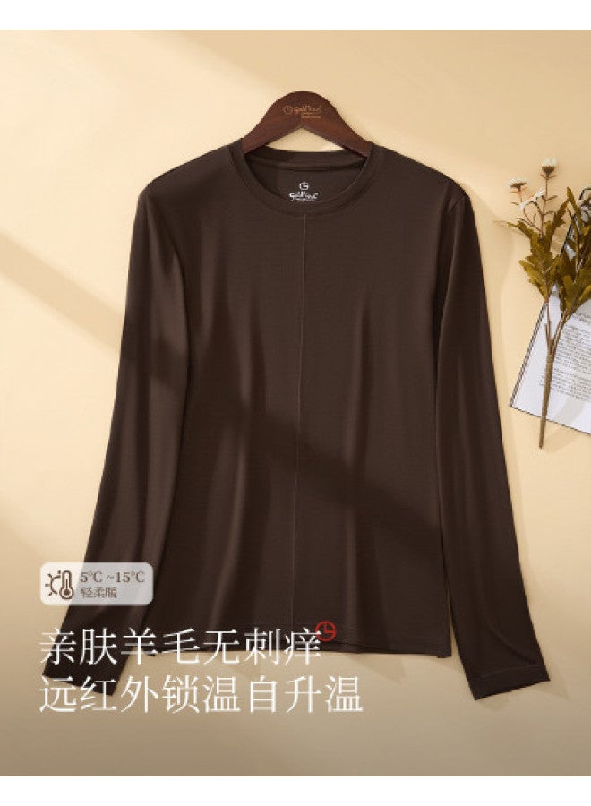 Goldlion 19% Wool Women'S Base Layer Top, Lyocell Tencel Lightweight Seamless Round Neck Top For Outerwear - Image 1