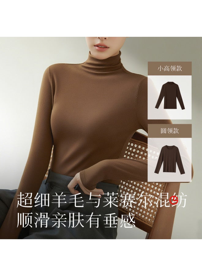 Goldlion 19% Wool Women'S Base Layer Top, Lyocell Tencel Lightweight Seamless Round Neck Top For Outerwear - Image 3