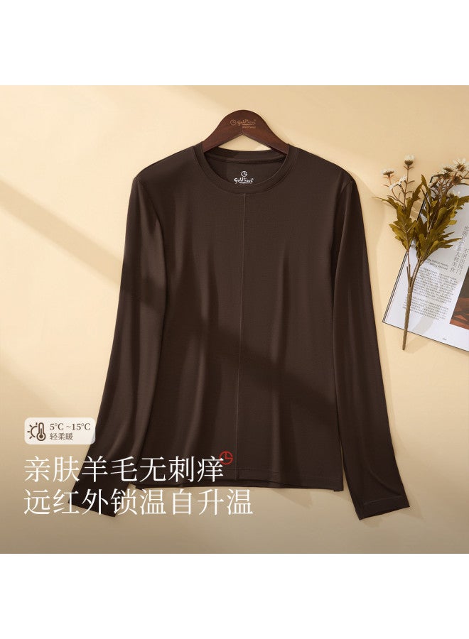 Goldlion 19% Wool Women'S Base Layer Top, Lyocell Tencel Lightweight Seamless Round Neck Top For Outerwear - Image 2