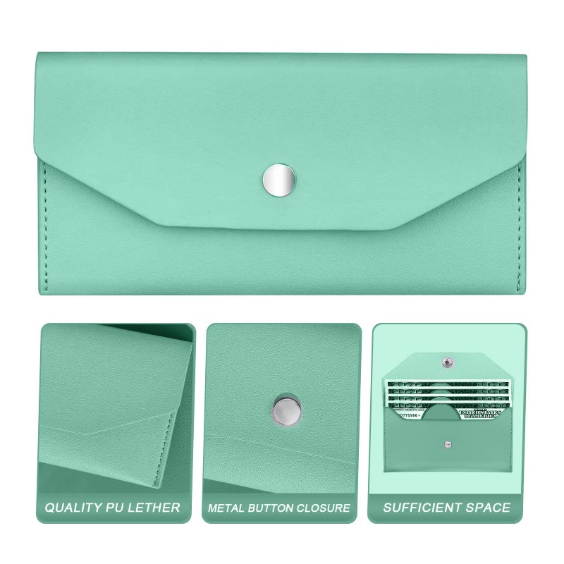 Nolcha Pu Leather Cash Envelope Wallet - Reusable Cash Stuffing Wallet for Men and Women -Green - Image 3
