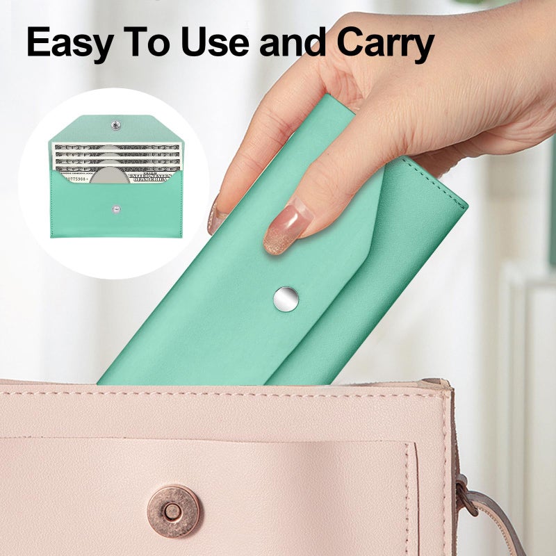 Nolcha Pu Leather Cash Envelope Wallet - Reusable Cash Stuffing Wallet for Men and Women -Green - Image 5