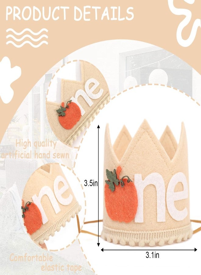 HIKLO Little Pumpkin 1st Birthday Crown - Pumpkin Theme Crown, Thanksgiving Day Party Supplies, Baby Boy/Girl Fall Cake Smash Photo Prop - Image 2