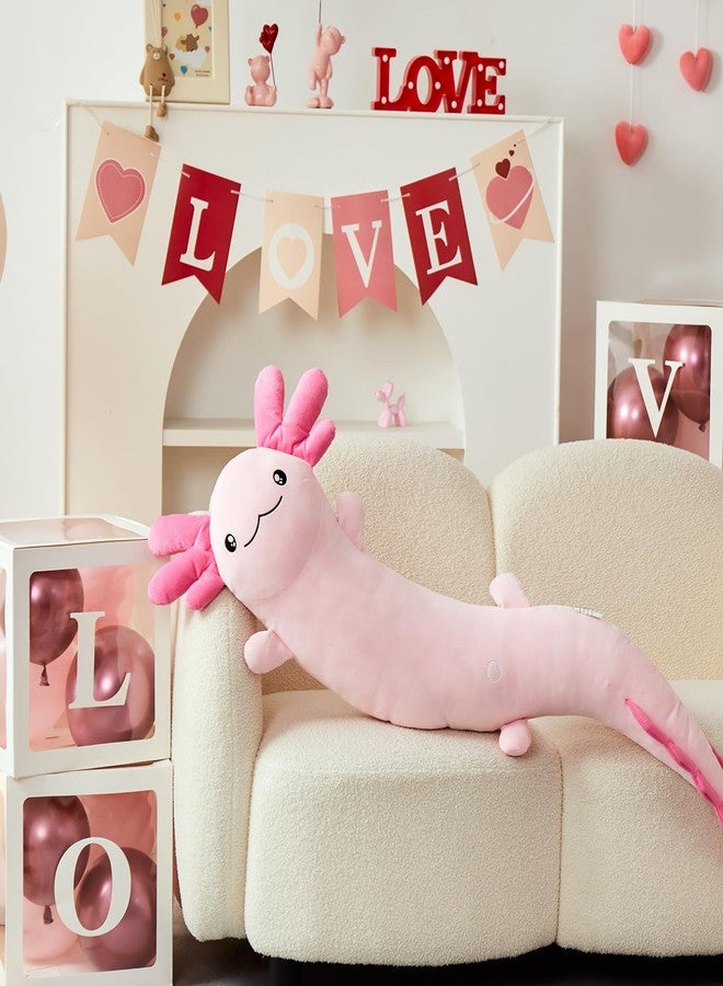 MaoGoLan Giant Axolotl Plush Body Pillow for Girls, Hot Pink Axolotl Stuffed Animal for Kids Adults, Large Salamander Plush Glow in The Dark, Holiday Birthday Christmas Valentines Gifts - Image 3