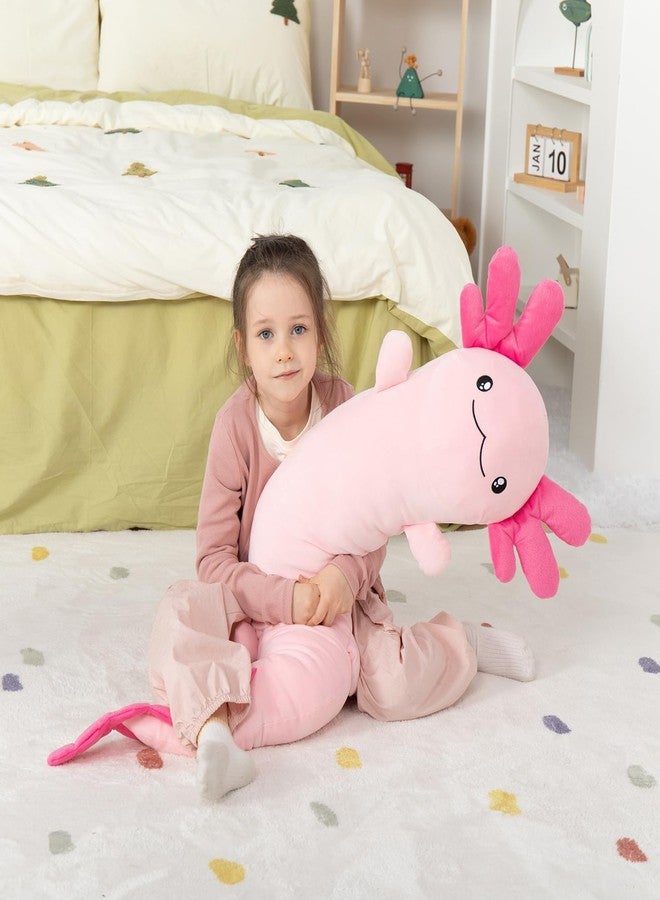 MaoGoLan Giant Axolotl Plush Body Pillow for Girls, Hot Pink Axolotl Stuffed Animal for Kids Adults, Large Salamander Plush Glow in The Dark, Holiday Birthday Christmas Valentines Gifts - Image 2