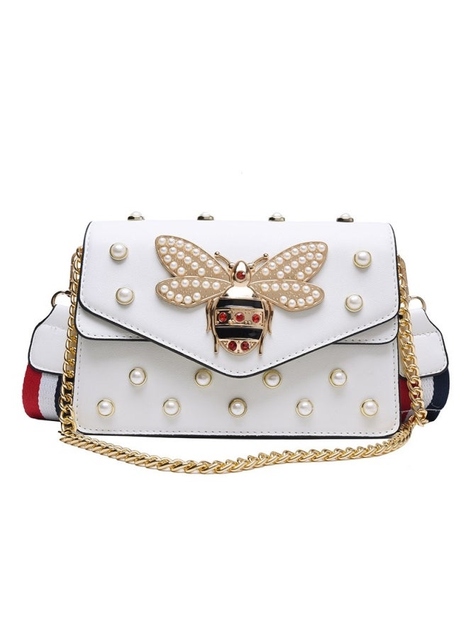 Women's Versatile Bee Decorated Crossbody Bag, Women's Chain Shoulder Bag Handbag Sling Bag Side Bag, PU Leather Small Square Bag Carry Bags for Girls and College Students - Image 1