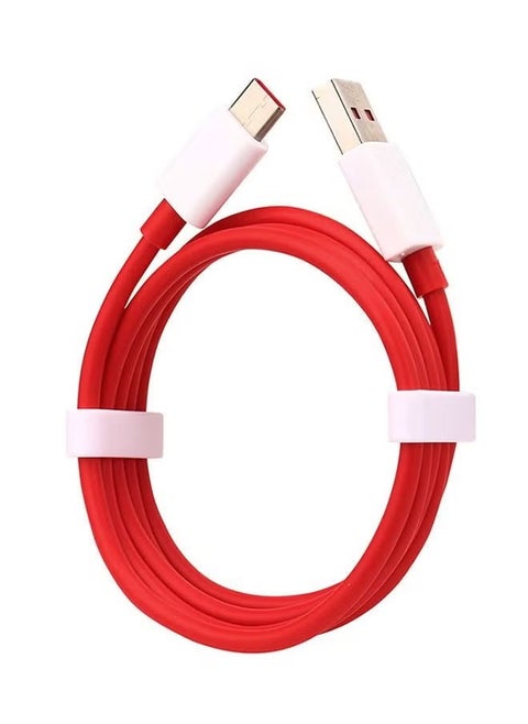Type-C Data Sync Charging Cable – Red/White – High-Speed Data Transfer & Fast Charging for Smartphones, Tablets, Laptops, and More – Durable 1m Length, Universal Compatibility