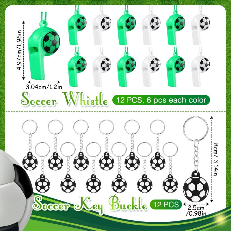 Aoriher 120 Pcs Soccer Party Favors Set Soccer Goodie Bags Stuffers Mini Ball Toys Stickers Whistle Silicone Bracelet Luminous Tattoo Keychain Team Sport Birthday Gifts Party Supplies and Decorations - Image 3