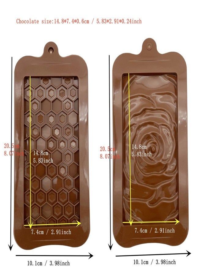 Goldbaking قوالب سيليكون لصنع ألواح الطاقة من جولدبيكينج، 4 قطع، لصنع ألواح الشوكولاتة، غير لاصقة، على شكل وردة وقرص عسل، أداة لصنع الحلوى والثلج بنفسك - Image 2